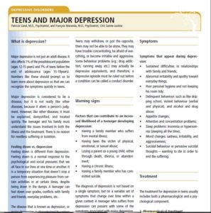 Teens and majors depression